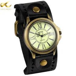 Lancardo Black Men Watch Fashion Quartz Wrist Watches Punk Reloj Mujer Relogio Feminino Leather Hot Women Montre Free Shipping