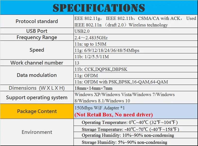 Tenda-tarjeta de red inalámbrica de 150M, adaptador WiFi USB, Plug & Play, No necesita controlador, 11N, 150Mbps, 2,4 GHz