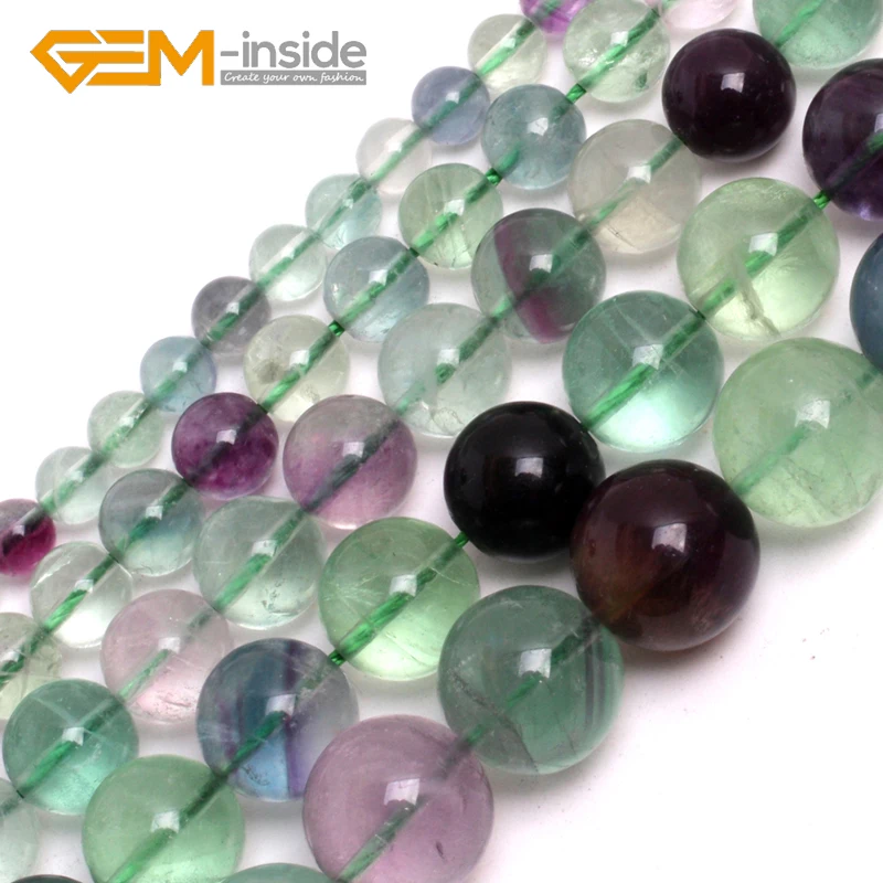 

4mm-14mm Natural Rainbow Fluorite Crystal Round Shape Loose Beads For Jewelry Making Beads Strand 15 Inches DIY Gift New Fashion