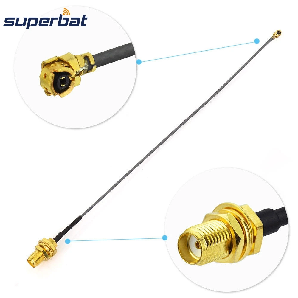 Superbat U.FL/IPX to SMA Female Bulkhead Pigtail Flexible 1.13mm Cable 10cm for TV GSM CDMA 3G 4G LTE GPS WiFi DAB Antenna