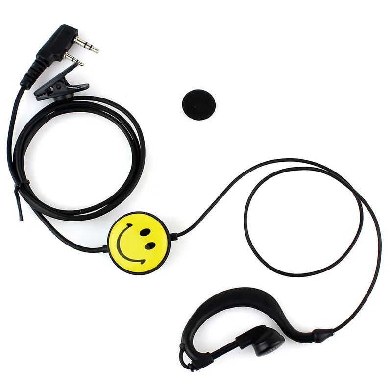 Two Way Ham Radio Headset 2 Pin Earpiece For Baofeng Walkie Talkie Earwear Headphone Earphone K Plug Accessories With Smile Face