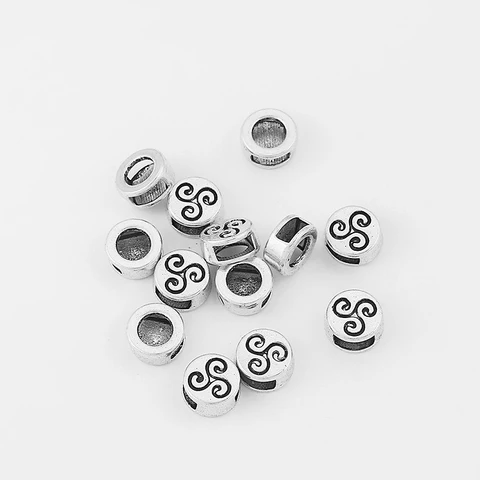 20 шт. плоских бусин-разделителей для резьбы в стиле Кельтского трискелиона (трискеле друид) 5x2 мм, фурнитура для плоского кожаного шнура 5 мм топ 10 кельтский - №3