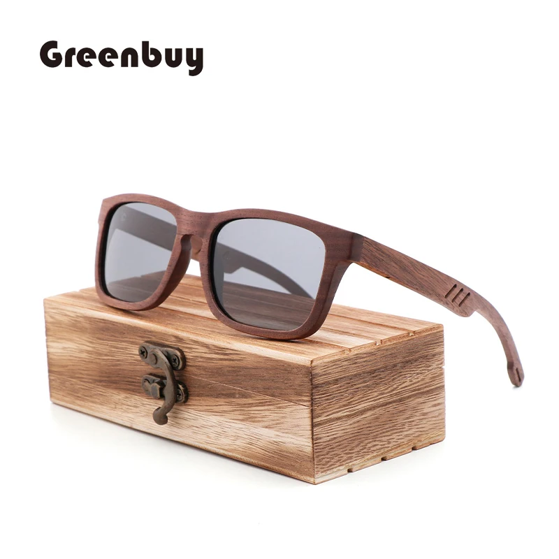 

2018 New Environment-friendly Retro Sunglasses Men's Fashion Trendy Sunglasses Black Walnut Wood UV400 Polarizing Sunglasses