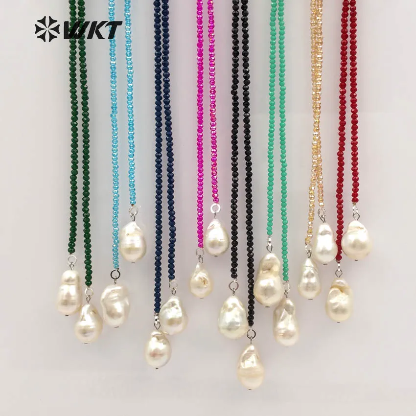 

WT-N1115 Wholesale Special Custom Vintage Natural Crystal Beads Necklace pendant Colorful with white pearl for women jewelry