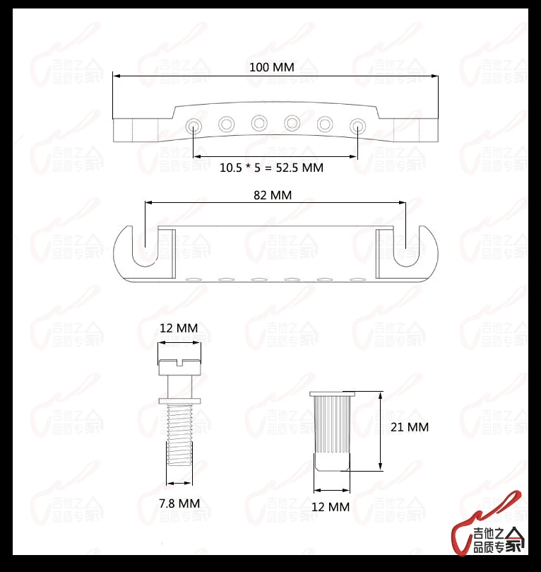 1 Set Black Nickel GuitarFamily Tune-O-Matic Electric Guitar Bridge And Tailpiece  MADE IN KOREA