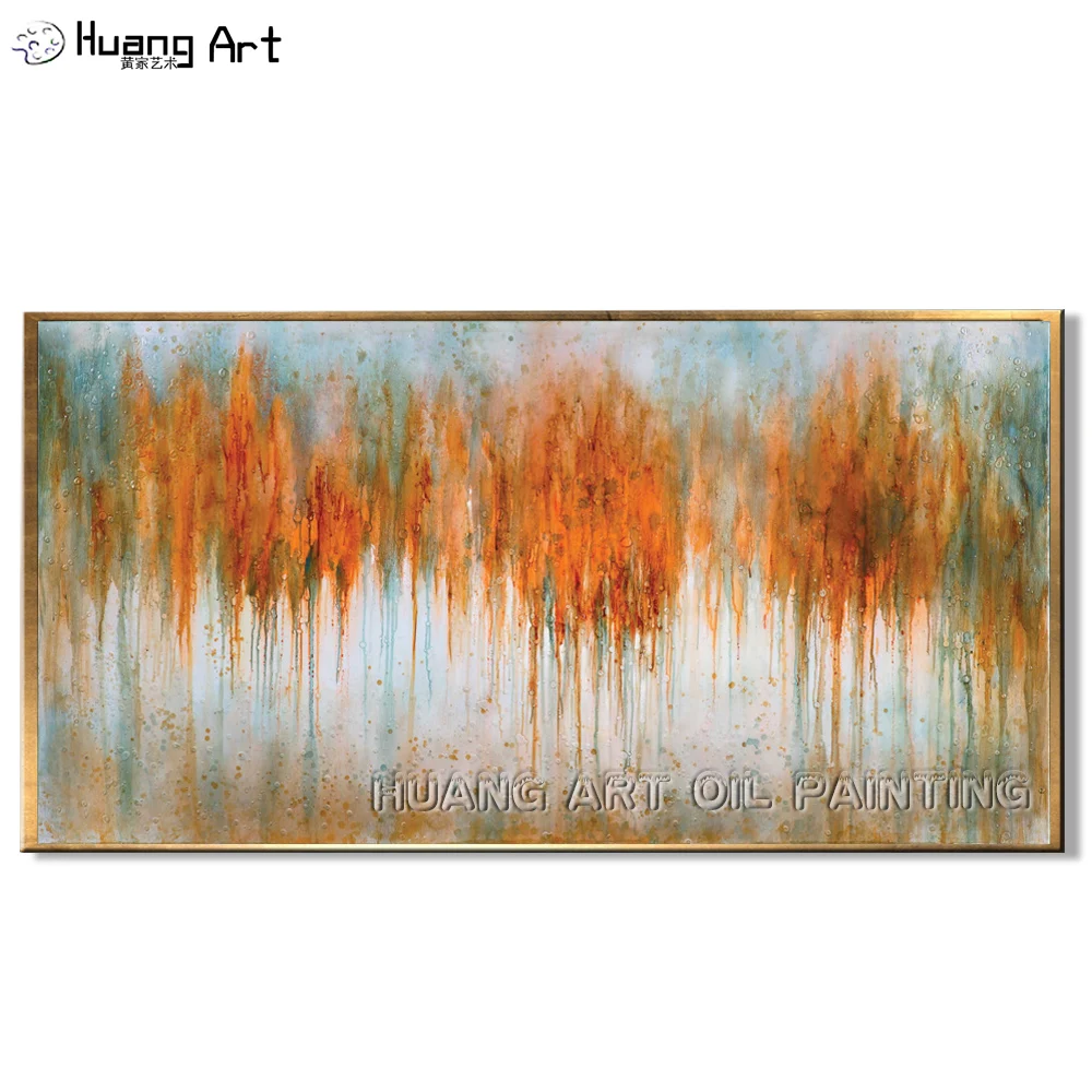 Modern Abstract Autumn Waves Oil Painting Artist Hand-painted High Quality Orange Landscape Oil Painting for Living Room Decor