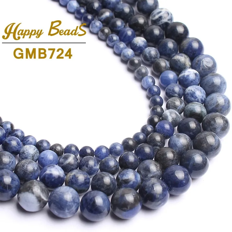 Natural Stone Old Blue Sodalite Jaspers Beads Round Loose Beads For Jewelry Making Diy Bracelet Necklace 15