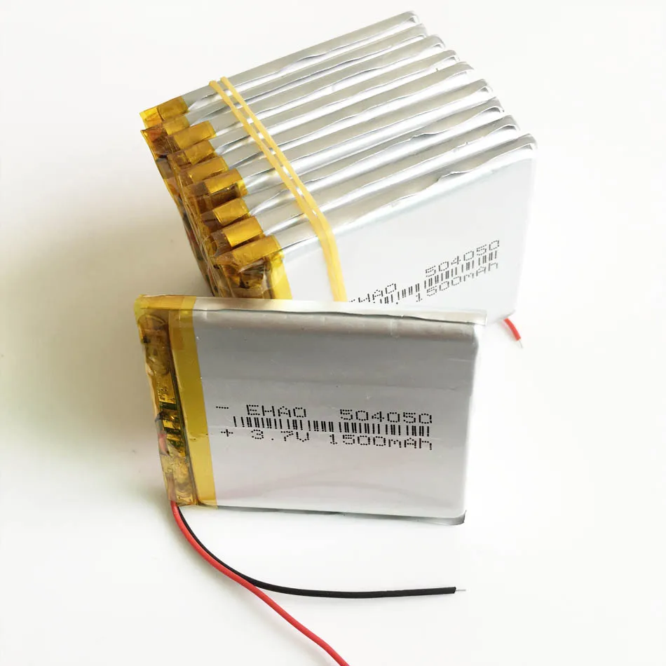 

10 шт. 3,7 В 1500 мАч Lipo перезаряжаемая батарея литиевые элементы 504050 для MP3 GPS DVD динамик камера PSP рекордер массажер