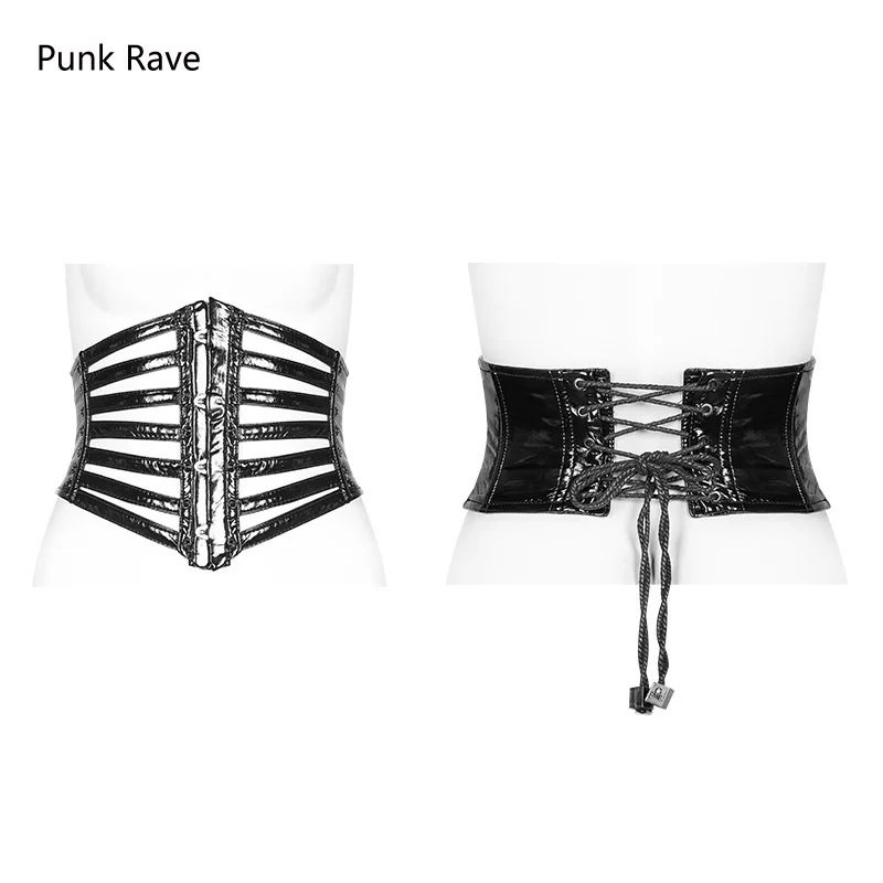 Punk Rave – gilet à ceinture en cuir noir pour femmes, accessoires gothiques, Steampunk, WS273