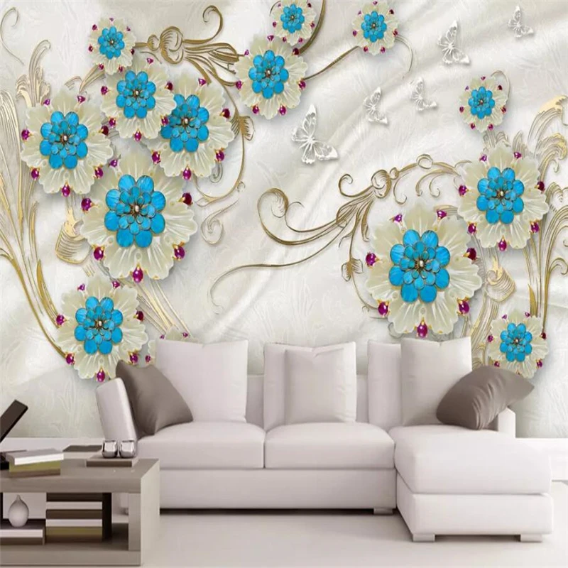 Delicate and elegant point cuishi living room TV background wall painting decorative painting