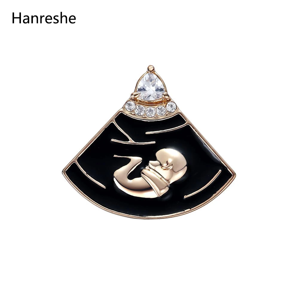 B-mode Pregnancy Shape Brooch Cute Pin Women Silver Color Crystal Jewelry Gift for Enamel Pins Medical Christmas Brooch