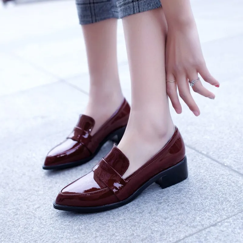 plus size 34-43 New Fashion Patent Leather Oxford Shoes for Women Flats British Style Comfortable Slip on loafers Casual Shoes