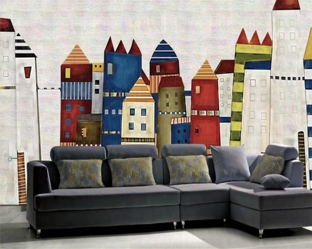 

Beibehang Customize any size wallpaper Kids Room Wallpaper murals Colorful Castle Photo Wallpaper papel de parede para quarto