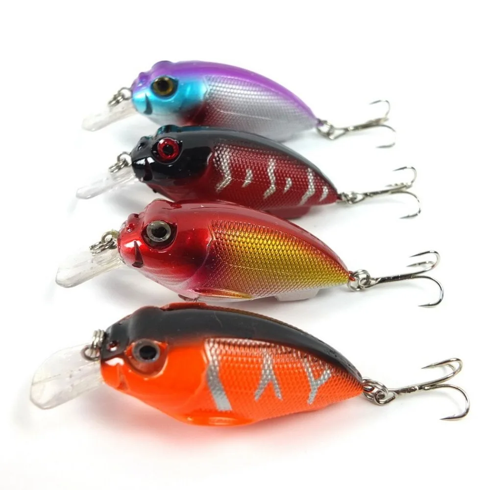 HiUmi 1Pc 3D Crank Lures 4 color 9.6g 7cm High Quality Fishing lure 6# Hook Diving Depth 0.6m-1.5m fishing tackle