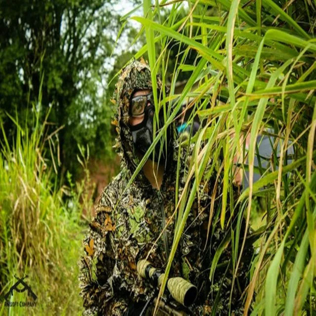 Hunting Ghillie Suit 3D Camo Bionic Leaf Camouflage Jungle Woodland Birdwatching Poncho Manteau Hunting Clothing Durable