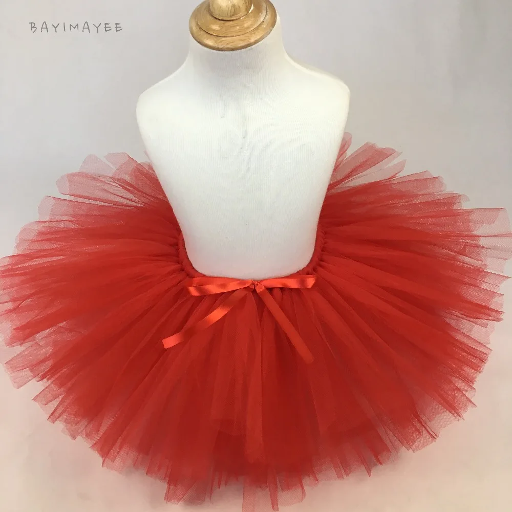 Girls Red Tutu Skirt Baby Fluffy Tulle Ballet Pettiskirts with Sequin Bow Kids Party Skirt Costume Children Dance Underskirts