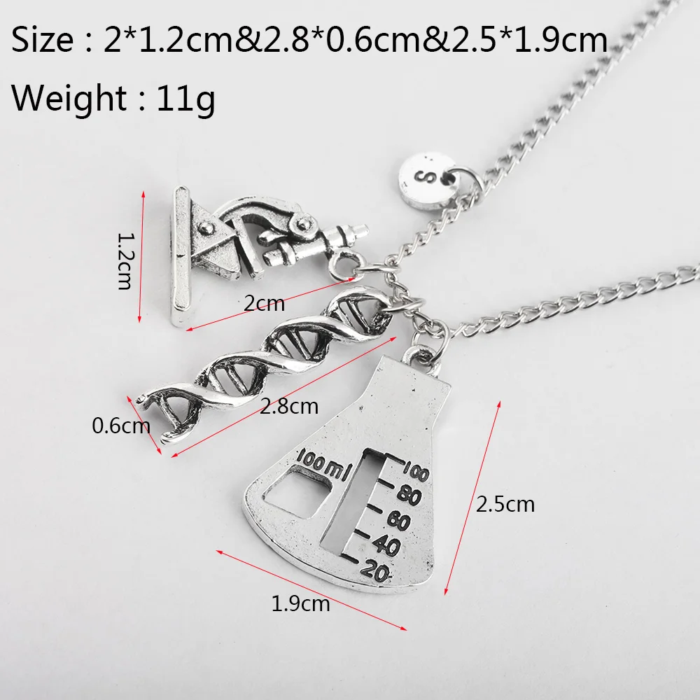 RJ New Creative Conical Flask Chemical Molecular DNA Microscope Pendant Necklace Chemical Biological Experimental Tool Necklaces