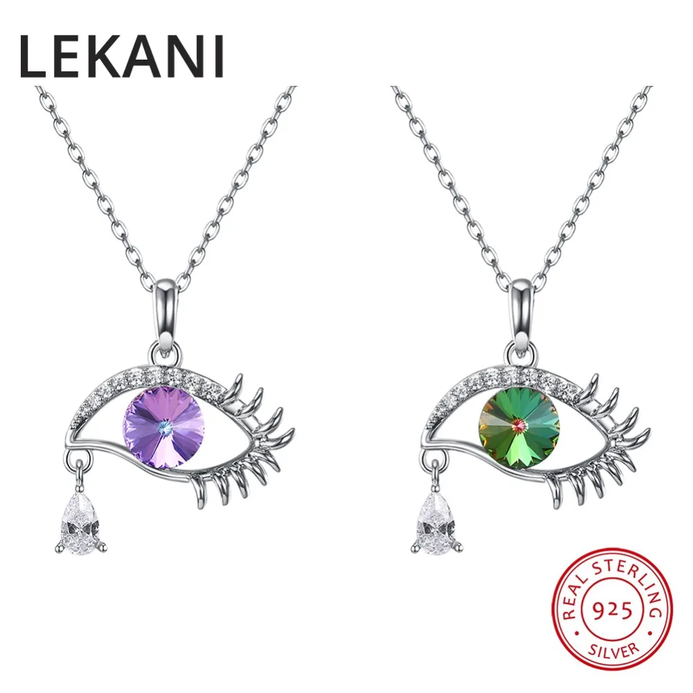 

LEKANI Crystals From Swarovski Eye Shape Pendant Necklace For Women Statement Collar Chic S925 Silver Collares Mother's Day Gift