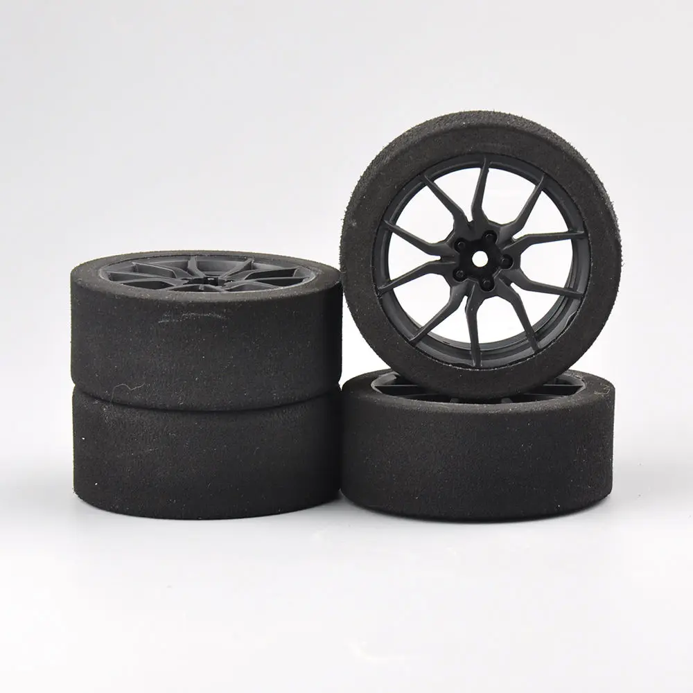 12mm Hex RC Racing Cars Accessories 4Pcs Set Racing Foam Tire Wheel Rim Set For HSP HPI 1/10 On-road RC Car