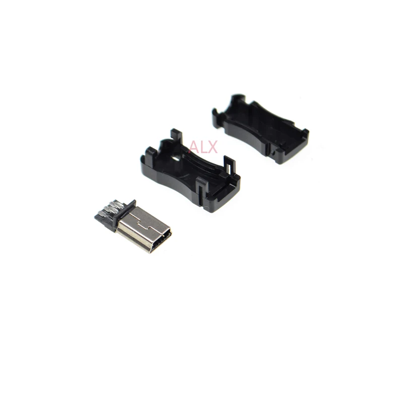 10SETS mini usb male PLUG connector (3 IN 1 ) With Black Plastic 5P 5PIN for Mobile tail plug DIY