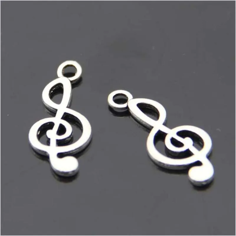 

25pcs/lot Mini Charms Antique Silver Plated Musical Note Pendant Handmade Hanging Crafts