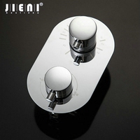 JIENI Wall Mounted Bathroom Round Shower Mixer Faucet Control Valve With Diverter 5525 Thermostatic Control Handle