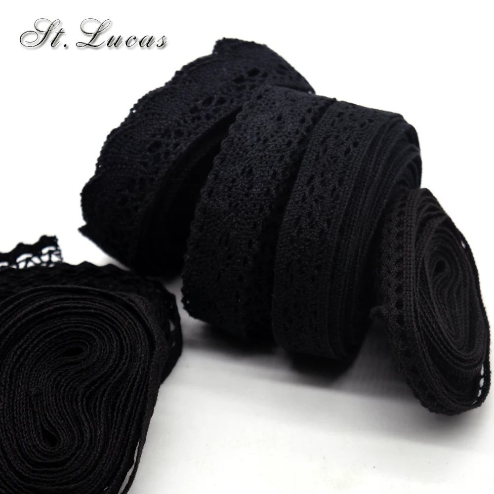 Hot sale new arrived 5yd/lot black lace fabric ribbon cotton lace trim sewing material for home curtains garment accessories DIY