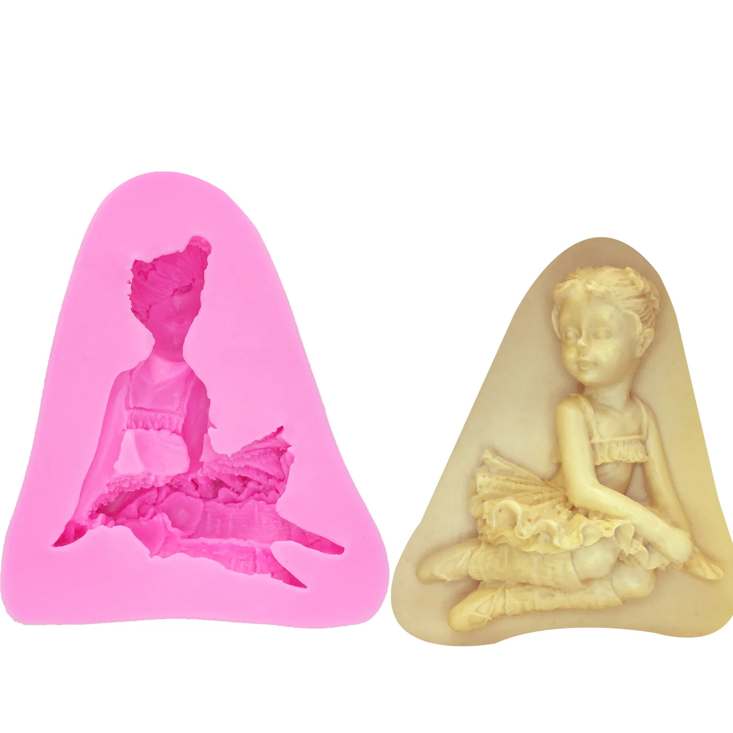 M0152 Ballet Dancing Girl Shaped Silicone Cake Mold handmade soap chocolate baking mold Sugar Craft Fondant Cake Tools