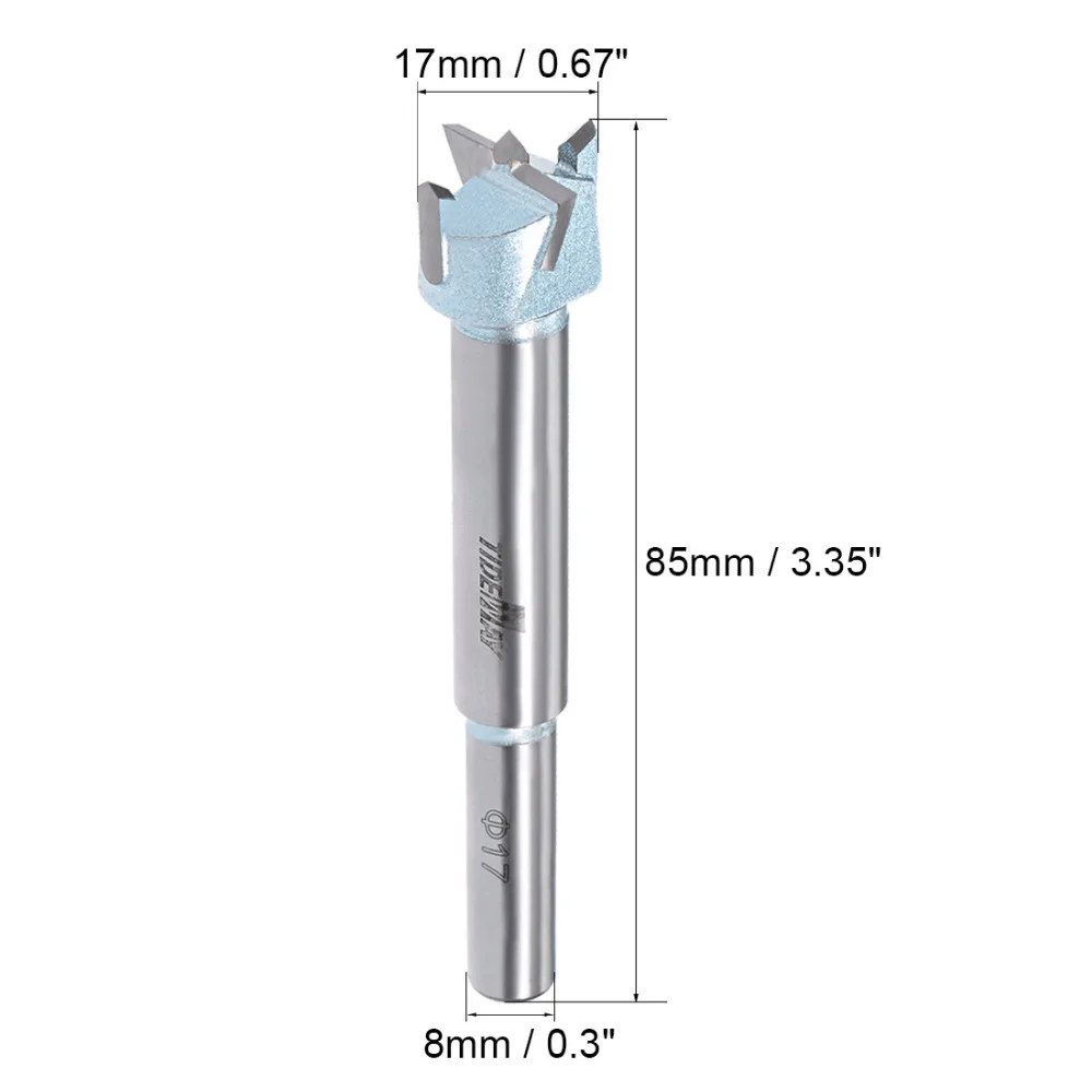 UXCELL Forstner Drill Bit Wood Drilling Hinge Hole Saw Window Wooden Cutting 8mm Round Shank 12/14/14.5/15/16/17mm Hinge Boring