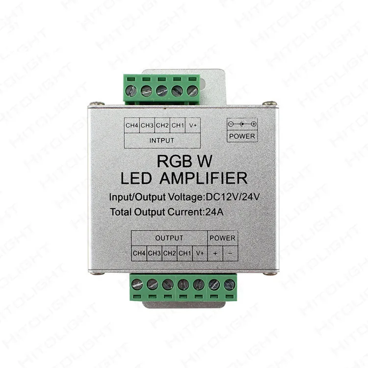 

LED RGBW Amplifier DC12/ 24V 24A 4 Channel Output RGBW LED Strip Power Repeater Console Controller