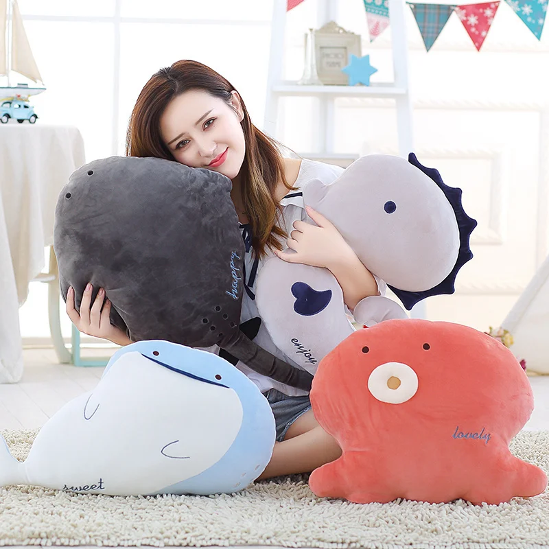 

Cute Down Cotton Whale Seahorse Octopus Plush Toy Super Soft Fish Pillow Stuffed Toys High Quality Marine life Baby Girl Gift