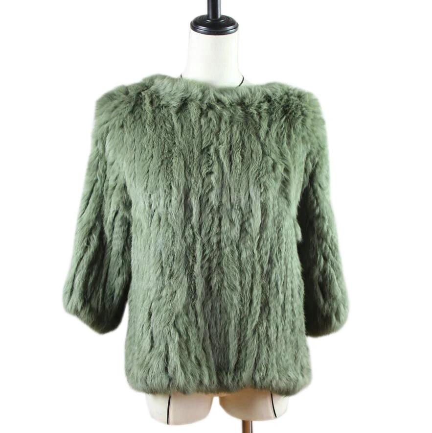 Harppihop*New hot sale women real rabbit fur knitted coat jacket vests wraps smock overall 11 colors black beige