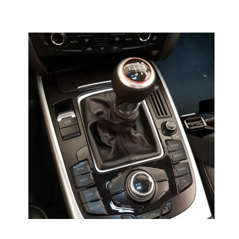 5 / 6 Speed Car Shift Gear Knob With Red Ring Leather Boot For Audi A4 S4 B8 8K A5 8T 8F Q5 8R S Line 2007 2008 2009 2010 -2015