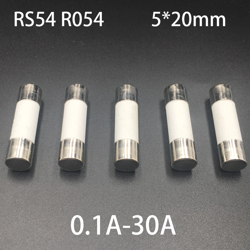 0.1A 0.25A 0.5A 0.63A 1A 1.5A 2A RO54 RS54 250V 5*20mm 5x20mm F Fast Quick Blow Cylindrical Cap Tube Cartridge Ceramic Fuse Link