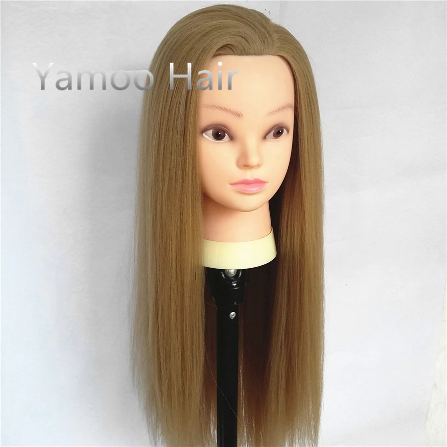 

flaxen 65cm High Temperature Heat Resistant Synthetic Fiber Female hair styling mannequins Long Head training head