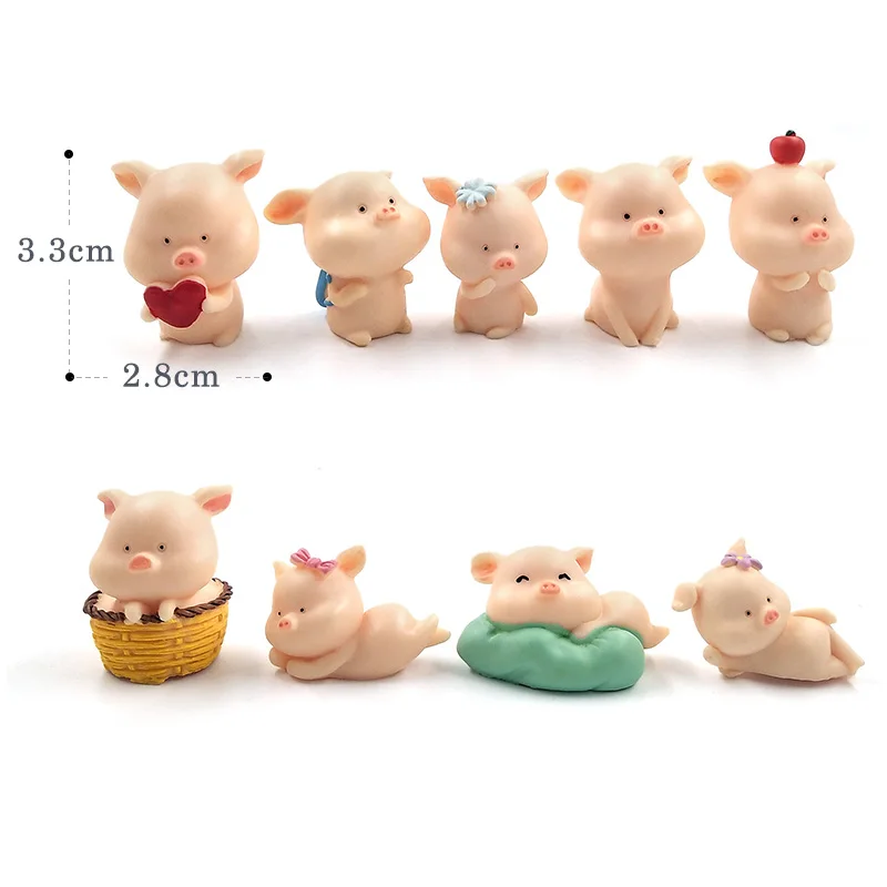 Mini Cute Pig figurine Animal Model Moss micro landscape Resin Craft home decor miniature fairy garden decoration accessories