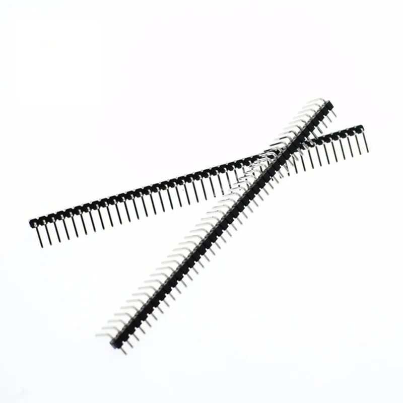 10pcs 40Pin 1x40 Single Row Male 2.54mm Breakable Pin Header Right Angle Connector Strip bending