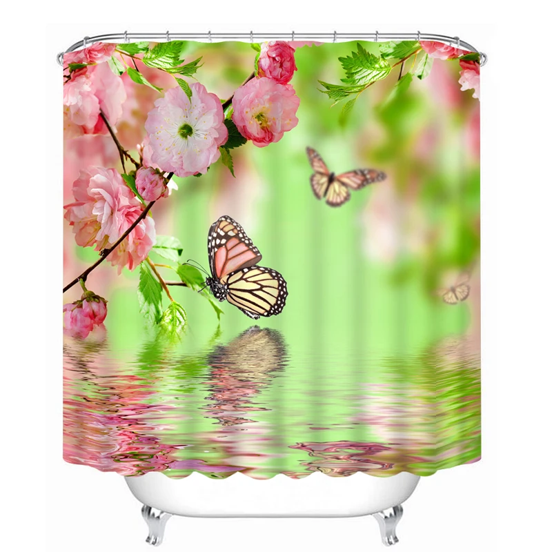 

New 3D Shower Curtains Cartoon Colored Butterfly Pattern Bathroom Curtain Waterproof Washable Bath Curtain Bathroom Products