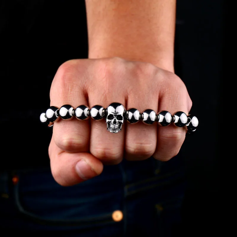 Beier 316L Stainless Steel bracelet punk skull ball Bracelet For Vintage  fashion Style Men\'s Bracelet Jewelry HSS006