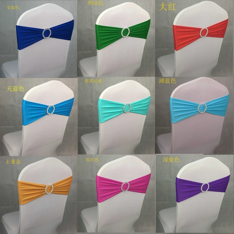 

HOT SELL Wholesale 100pcs/lot Spandex Lycra Wedding Chair Cover Sash Bands Wedding Party Birthday Chair Decoration