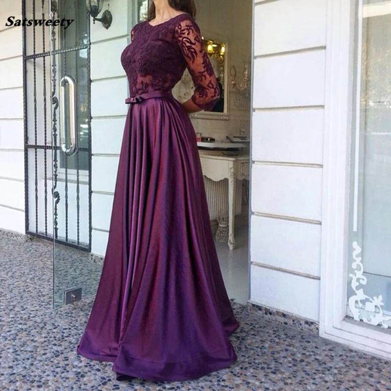 Muslim Long Sleeves Arabic Formal Prom Dresses Long With Embroidery Sashes Bridesmaid Dresses Abiye Avondjurk