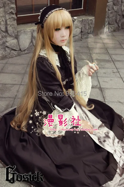 Bianco nero custome GOSICK Victorique De Blois Cosplay Dress + copricapo Costume Cosplay per donne/bambini per la festa