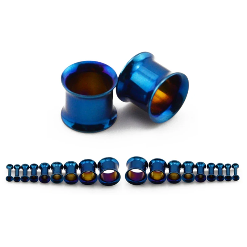 Showlove-1pairs Mixed Color Stainless Steel Internally Thread Ear Guage Expanders Tunnel Plugs Body Piercing Kit