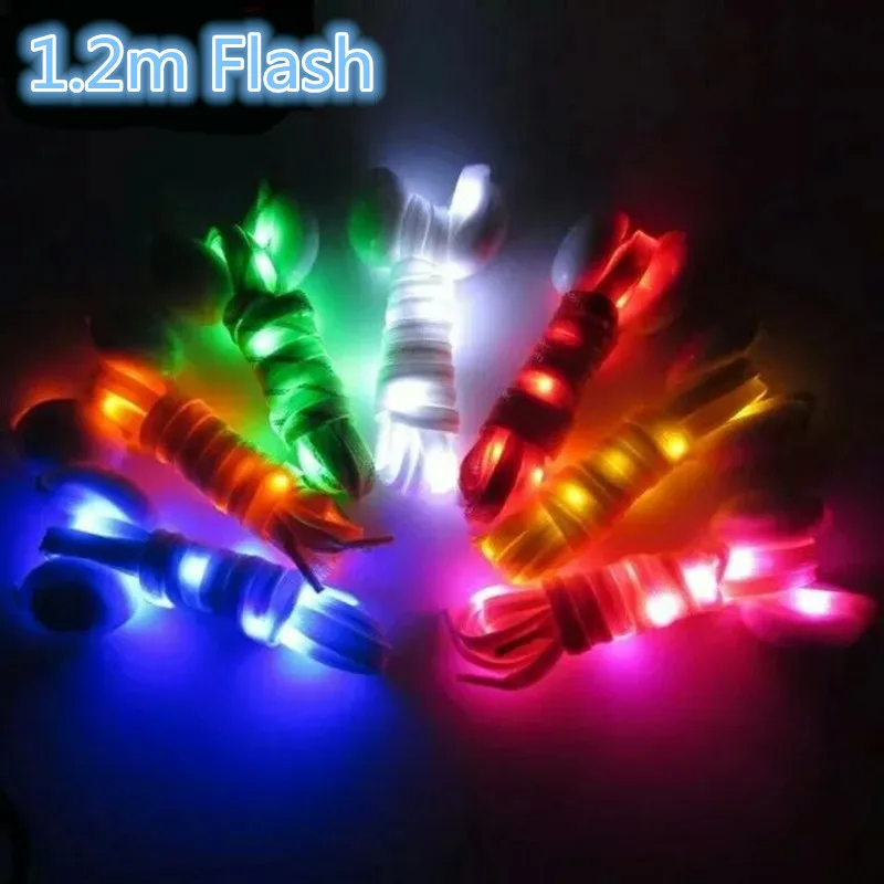 Laço de sapato com flash de led brilhante, renda de patins cintilantes com bateria, 1.2m para patins de patins em linha para calçados esportivos seba