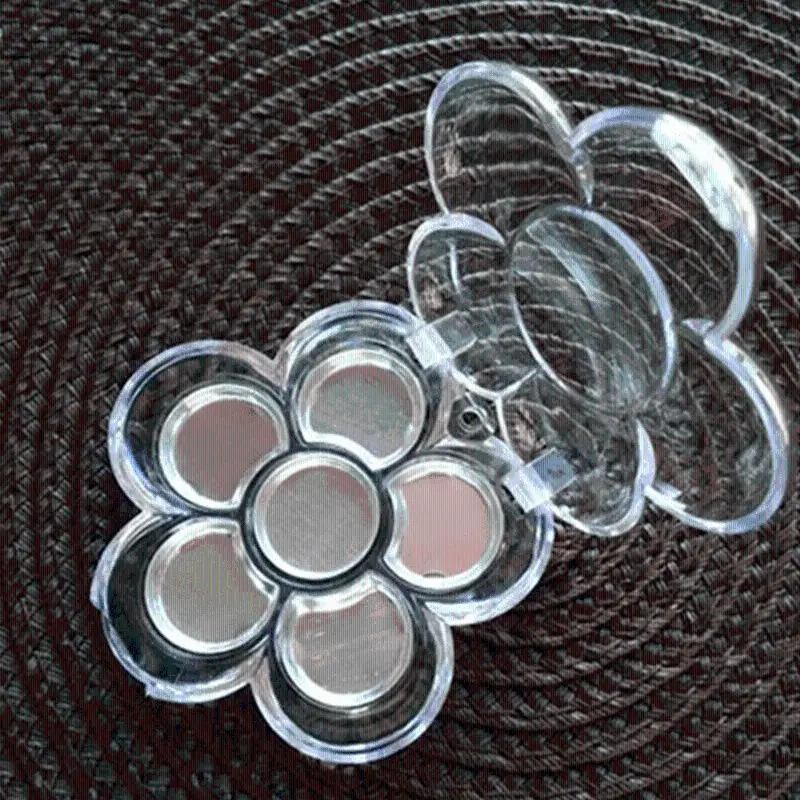 6-Grids Plum Blossom Flower Shape Empty Eyeshadow Case Transparent DIY Lipstick Powder Box Container Cosmetic Packing