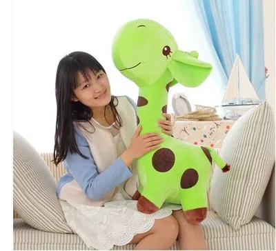 

huge 85cm giraffe plush toy cartoon spotted giraffe doll, green throw pillow ,Christmas gift b4688