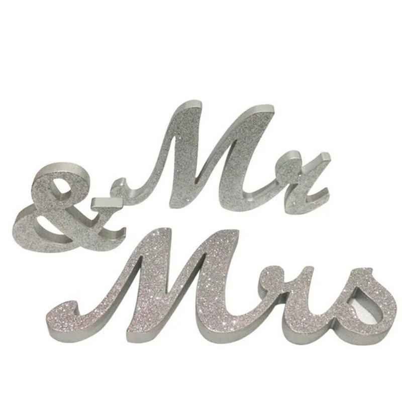 

Solid Mr & Mrs Gold Silver Wooden Letters for Wedding Decoration Sign Top Table Present Decoration 40 Sets ZA5681