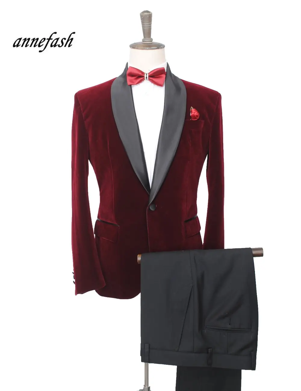 

Burgundy color velvet Tuxedos Custom Made Men wine red Luxury Wedding suit Men Stage Event Blazers Plus Size