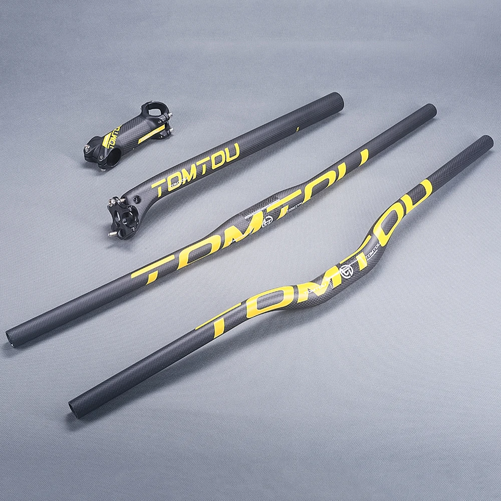 

TOMTOU 3K Carbon Bicycle MTB Road Handlebar Sets Bike Parts Cycling Mountain Handlenar Saetpost Stem Matte Yellow - TY2T67