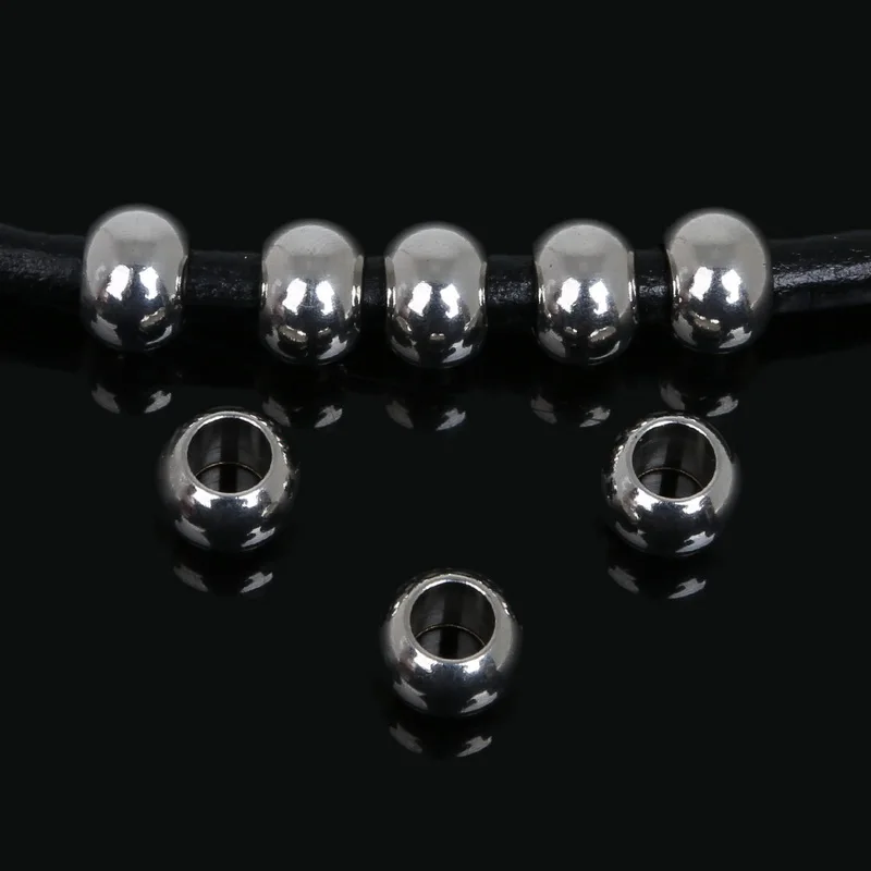 Stainless Steel Mix Size Pick 15-150pcs Round Spacer Beads for hole size 1/1.5/2.5/3/4.5/6.5mm DIY Big Hole Beads for Bracelet